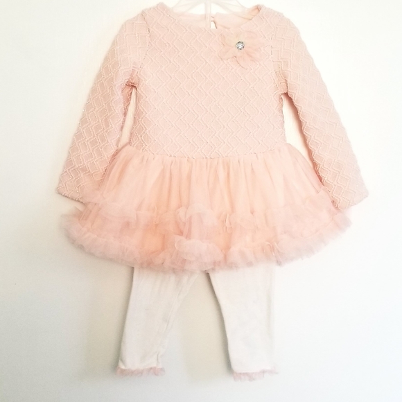 Nannette Baby Peach Tutu Dress and Legging Outfit 2-piece Set Size 24 Months - Picture 1 of 11